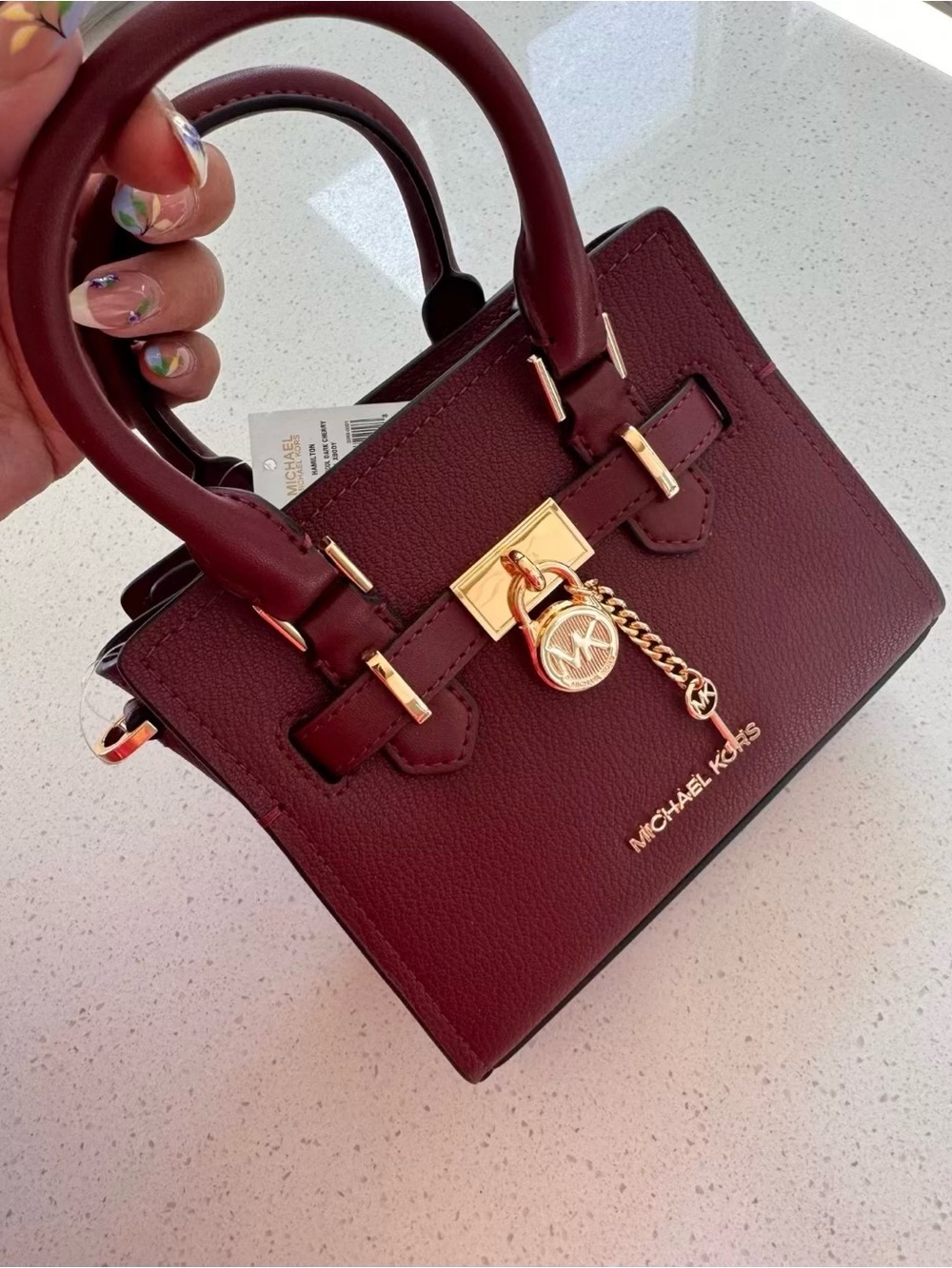 NWOT Michael Kors Burgundy Leather Satchel - Picture 4 of 5